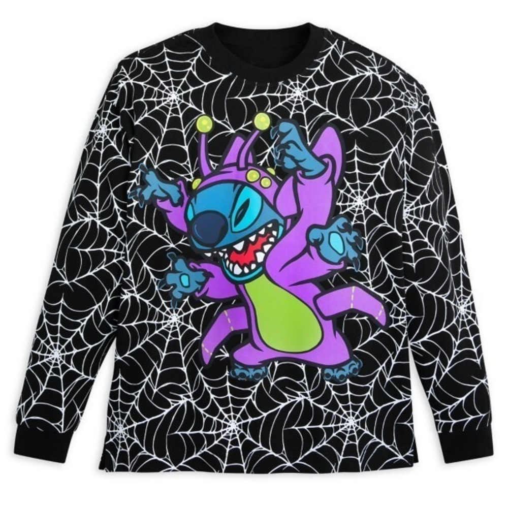 Disney Stitch Halloween Glow in the Dark Shirt Kids 7/8 Spider‎ Web NWT